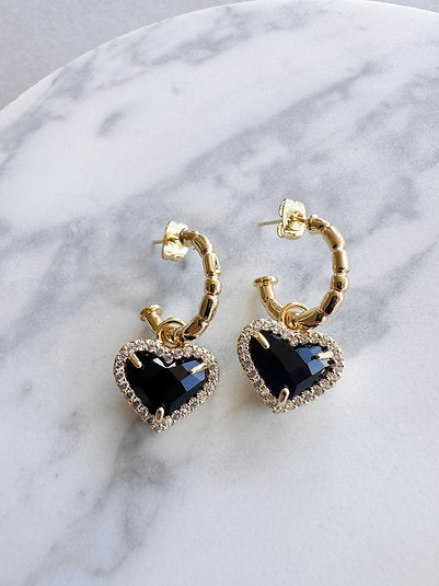 Black Heart Drop Earrings