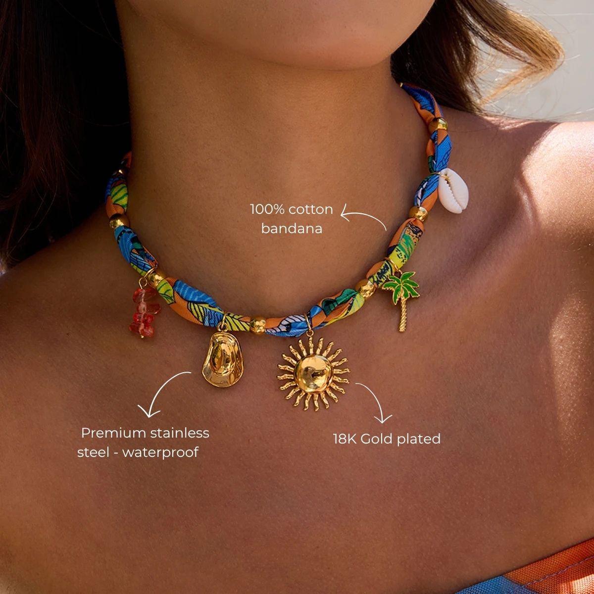 BEACH CHARM FABRIC NECKLACE