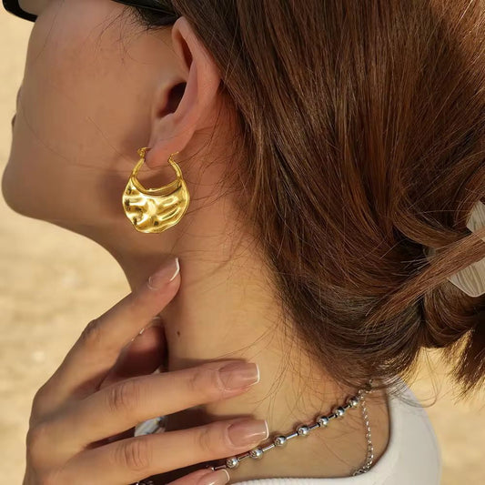 Organic Wave Hoop Earrings