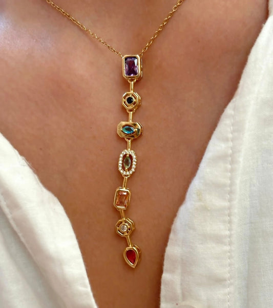 Gemcut Lariat Necklace