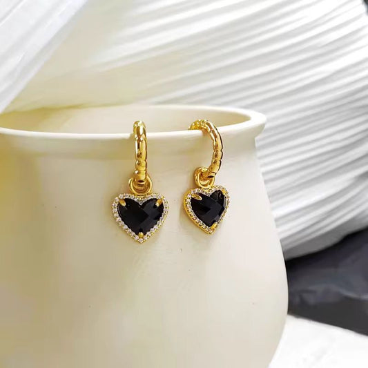 Black Heart Drop Earrings