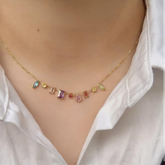 MULTI COLORED STONES NECKLACE