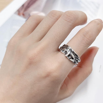 HALF FACE SILVER RING