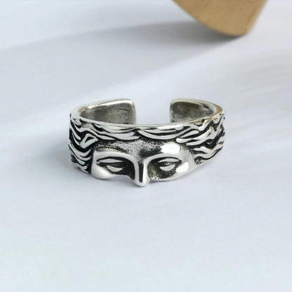 HALF FACE SILVER RING