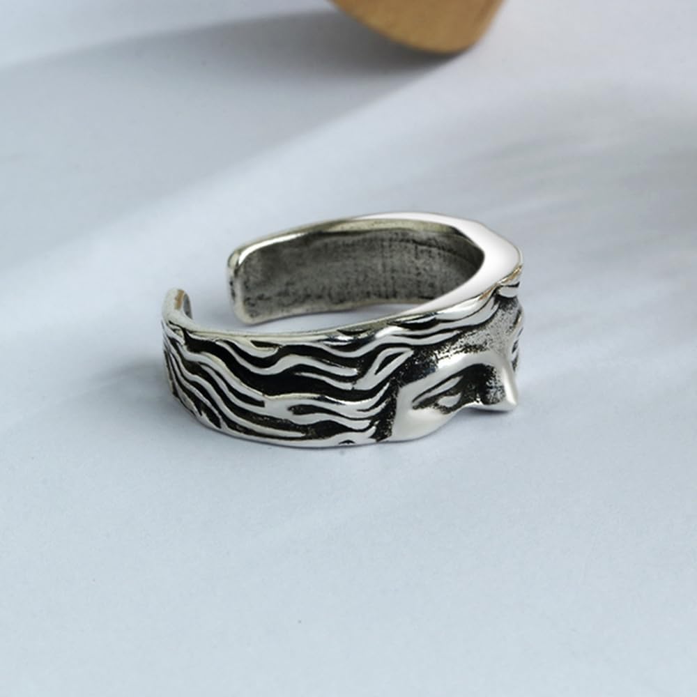 HALF FACE SILVER RING