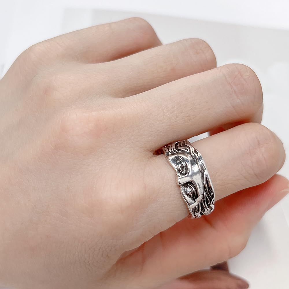 HALF FACE SILVER RING