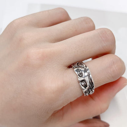 HALF FACE SILVER RING
