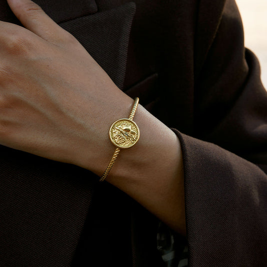 Gold Coin Cuff Bracelet