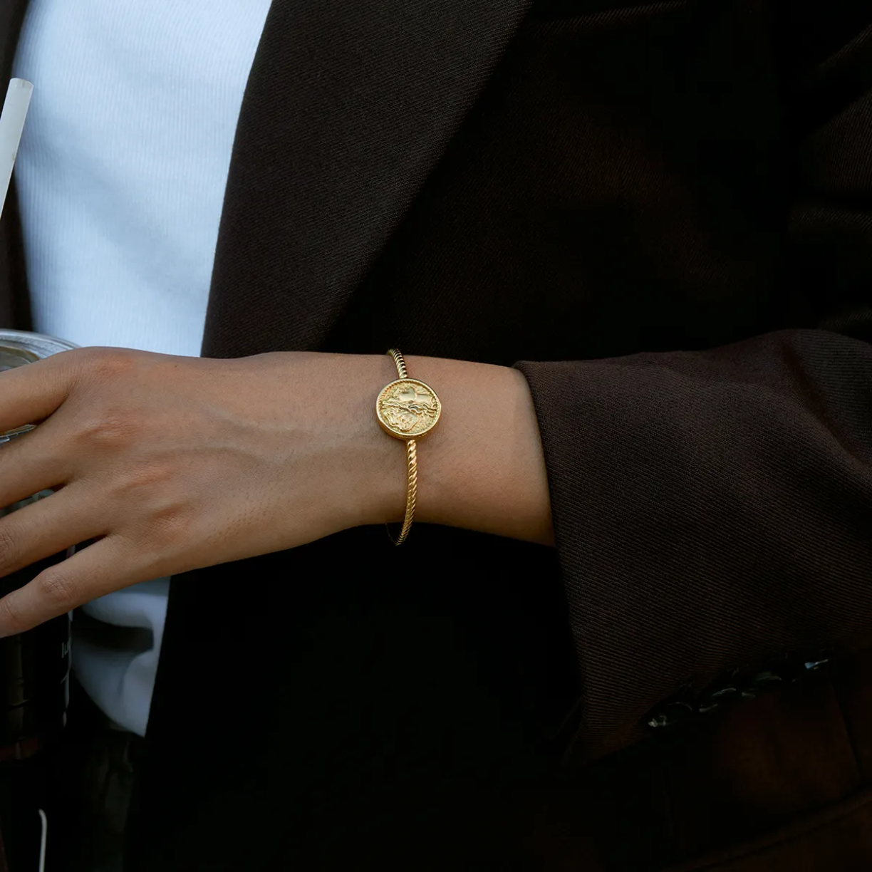 Gold Coin Cuff Bracelet